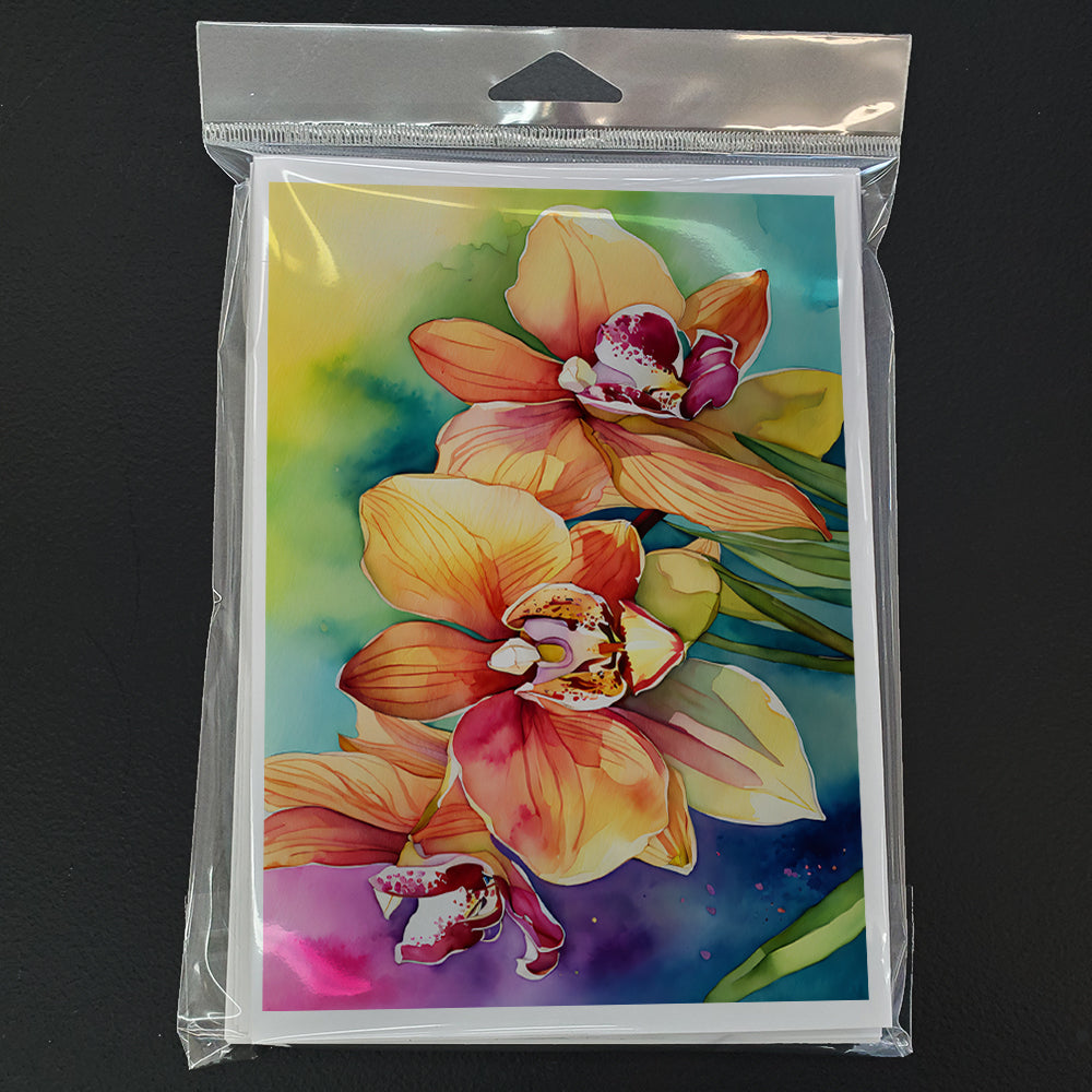 Orchids in Watercolor Greeting Cards Pack of 8