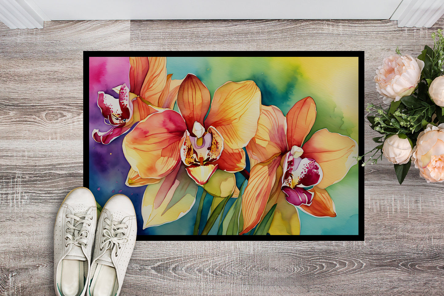 Orchids in Watercolor Doormat