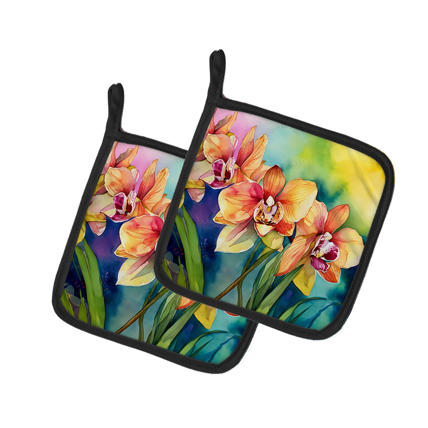 Buy this Orchids in Watercolor Pair of Pot Holders