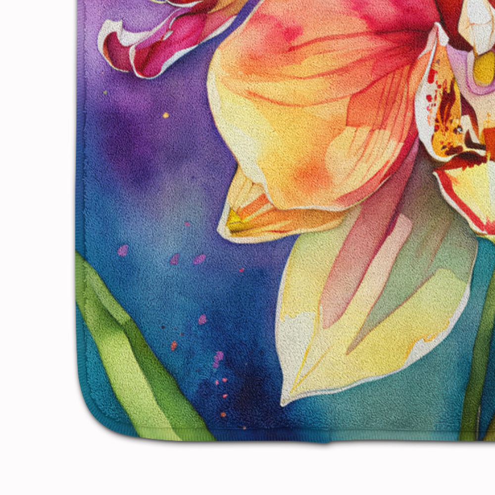 Orchids in Watercolor Memory Foam Kitchen Mat