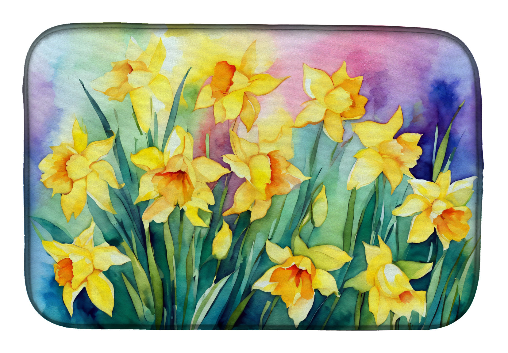 Buy this Daffodils in Watercolor Dish Drying Mat