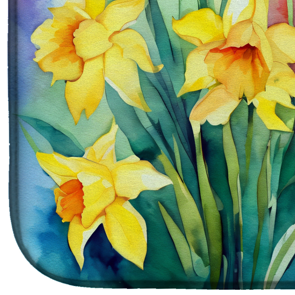 Daffodils in Watercolor Dish Drying Mat