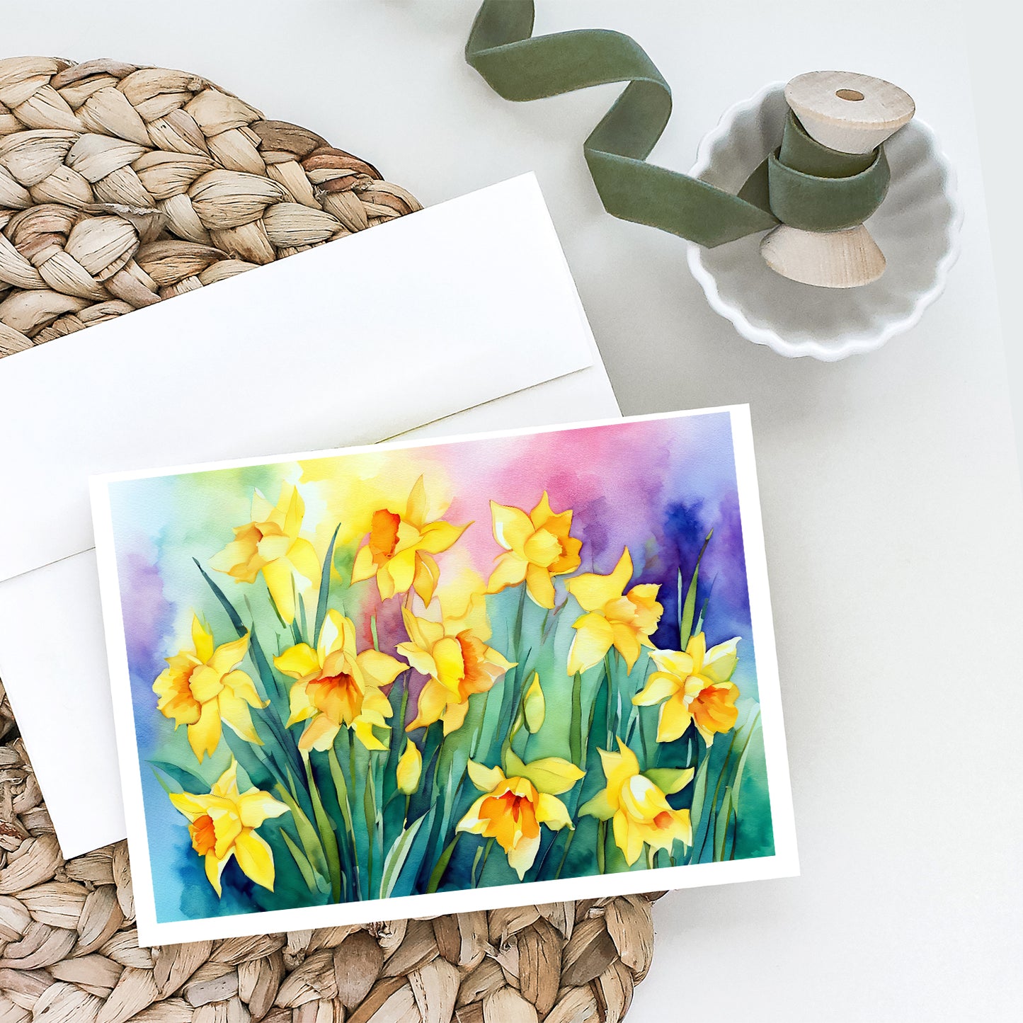 Daffodils in Watercolor Greeting Cards Pack of 8