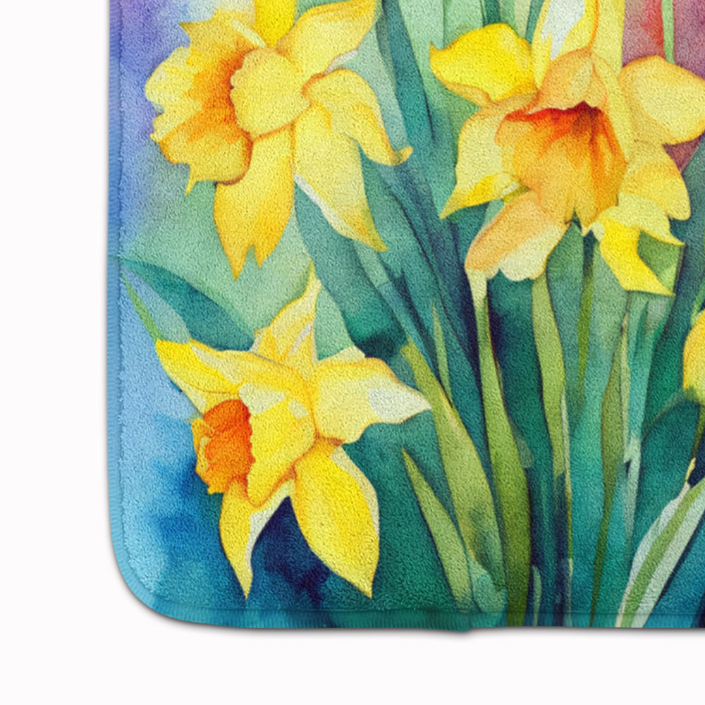 Daffodils in Watercolor Memory Foam Kitchen Mat