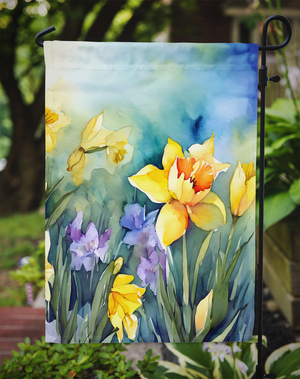 Daffodils in Watercolor Garden Flag