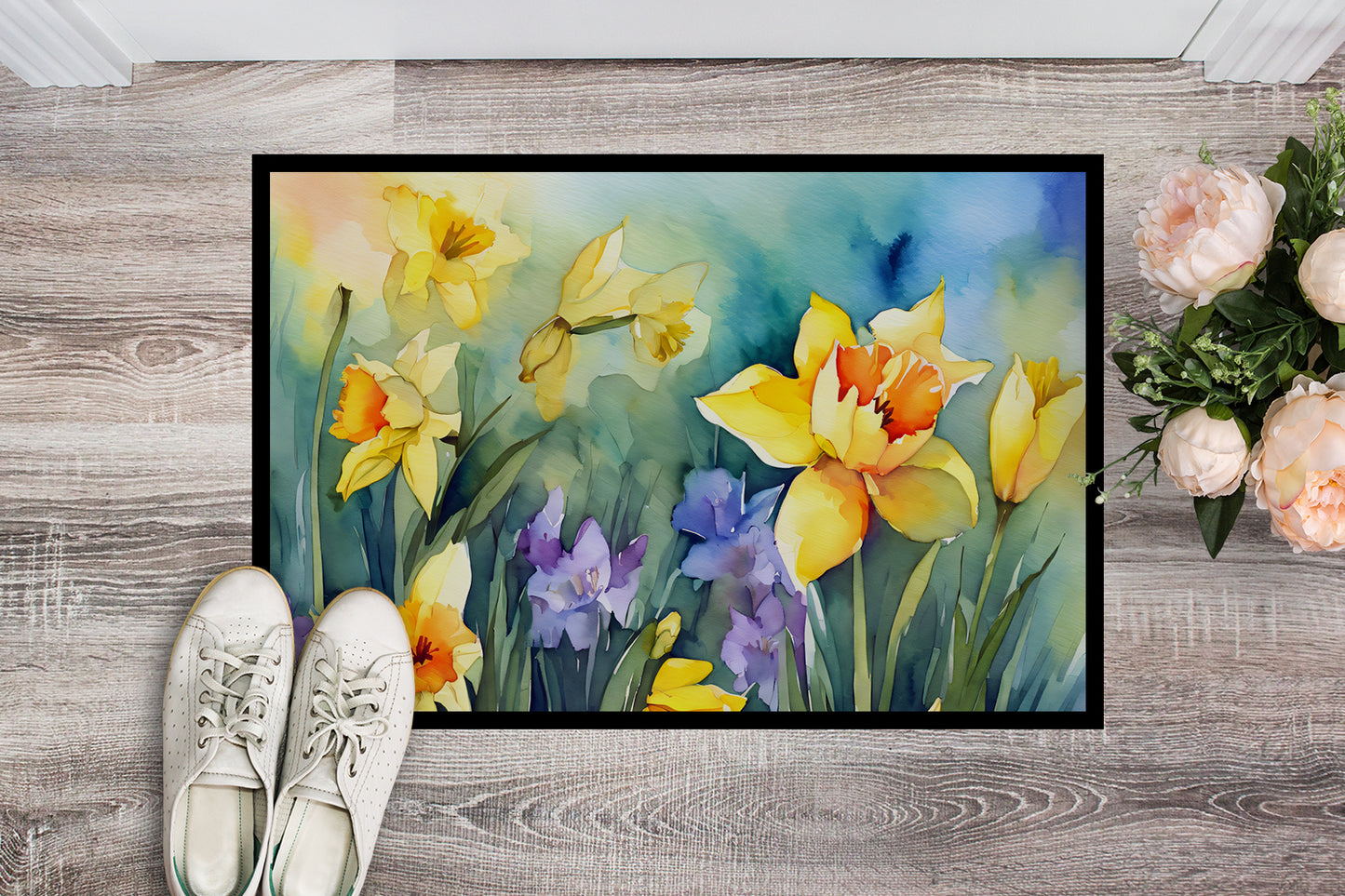 Daffodils in Watercolor Doormat