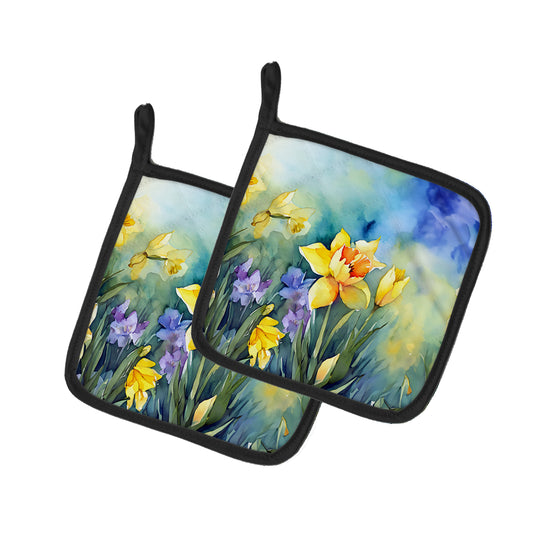 Buy this Daffodils in Watercolor Pair of Pot Holders