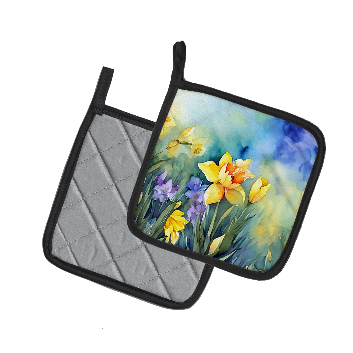 Daffodils in Watercolor Pair of Pot Holders