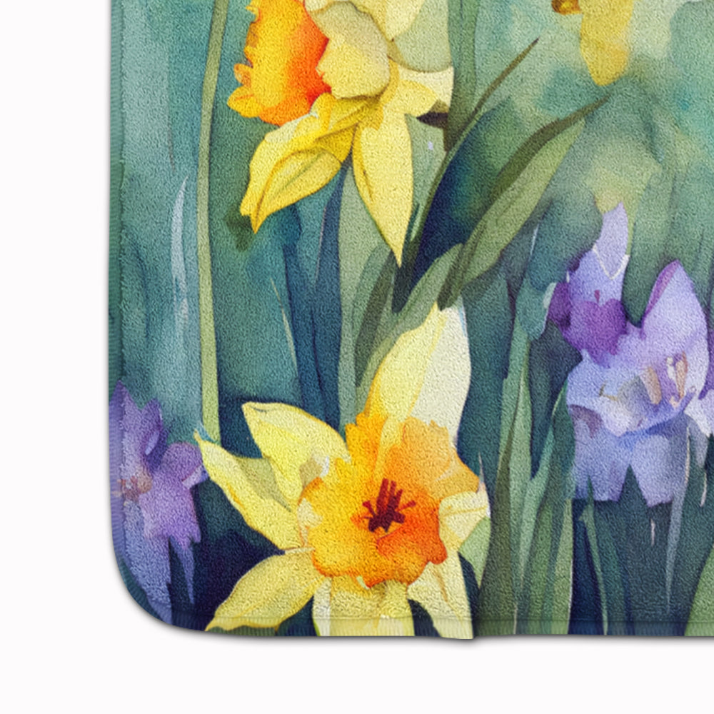 Daffodils in Watercolor Memory Foam Kitchen Mat