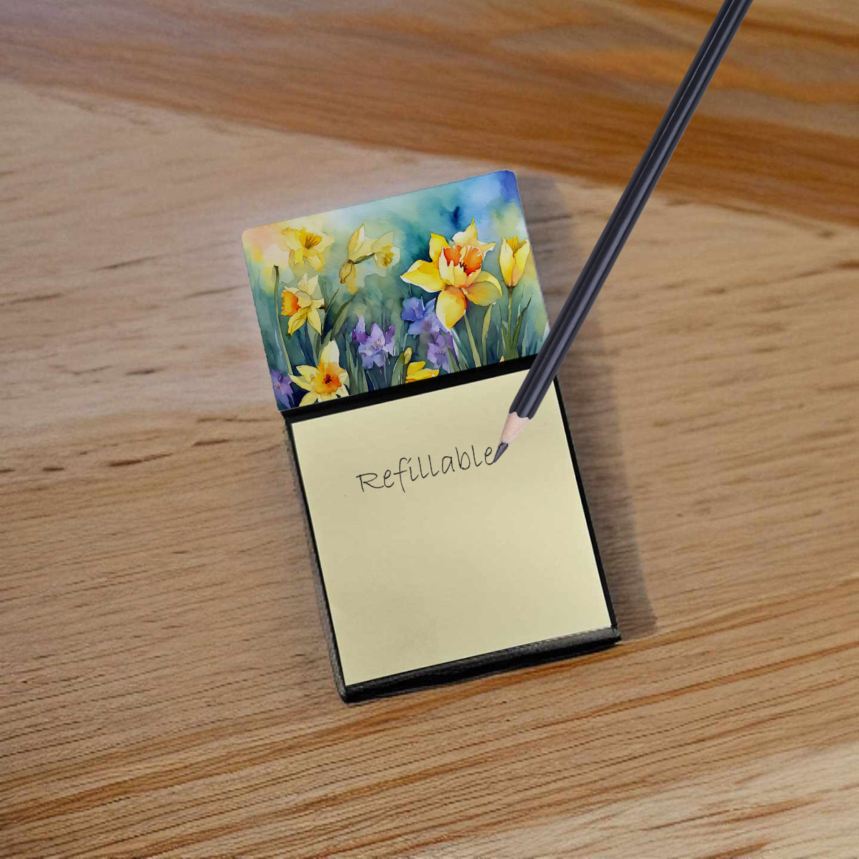 Daffodils in Watercolor Sticky Note Holder