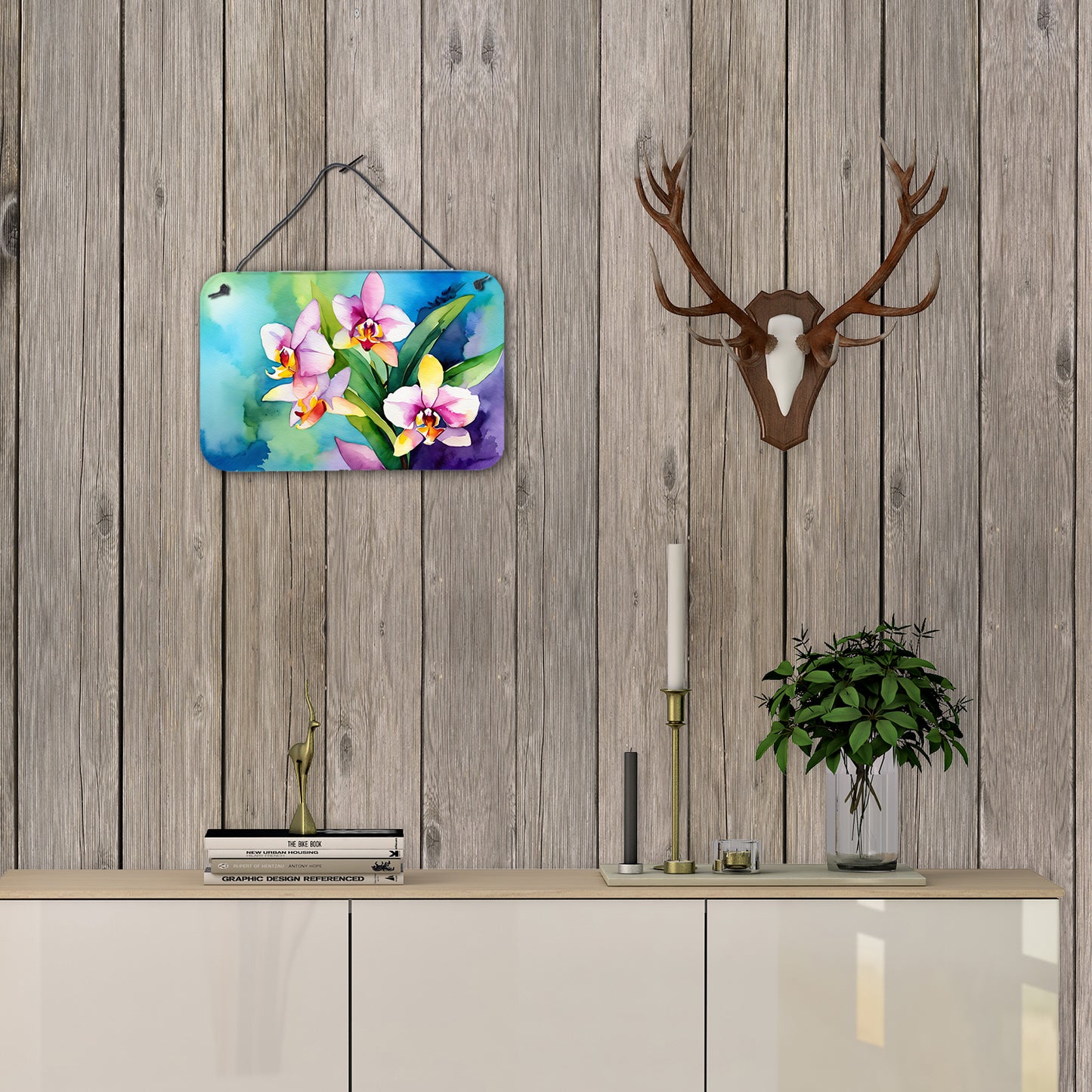 Orchids in Watercolor Wall or Door Hanging Prints