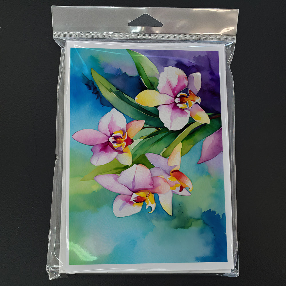 Orchids in Watercolor Greeting Cards Pack of 8