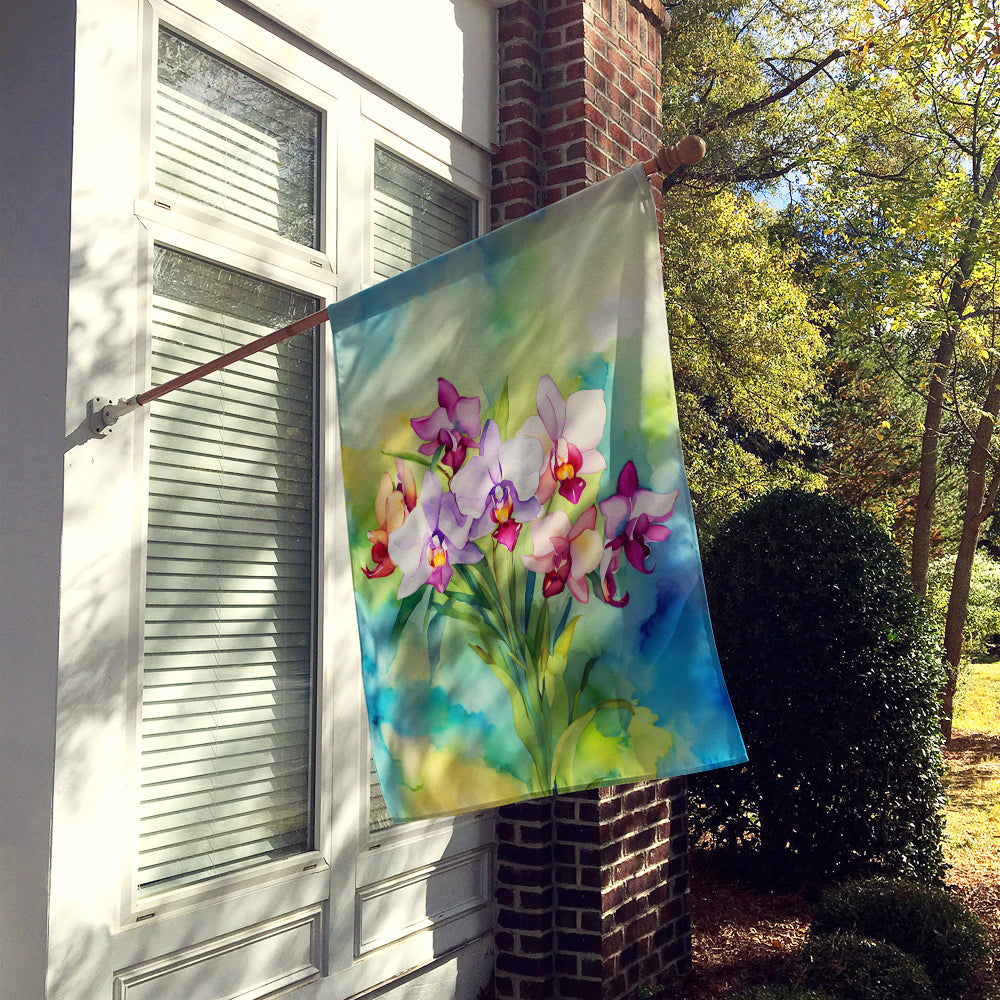 Orchids in Watercolor House Flag