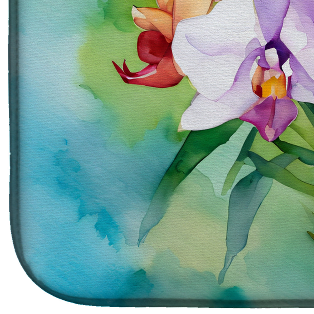 Orchids in Watercolor Dish Drying Mat