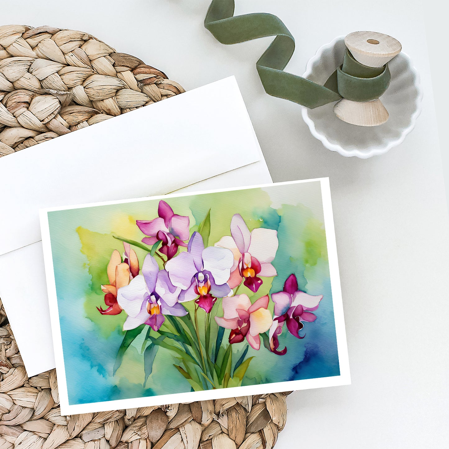 Orchids in Watercolor Greeting Cards Pack of 8