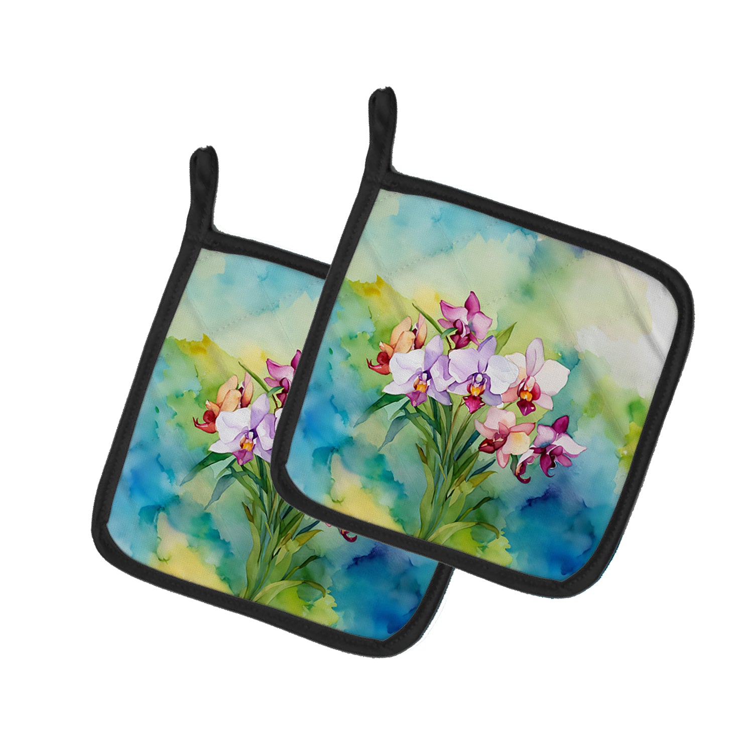 Buy this Orchids in Watercolor Pair of Pot Holders