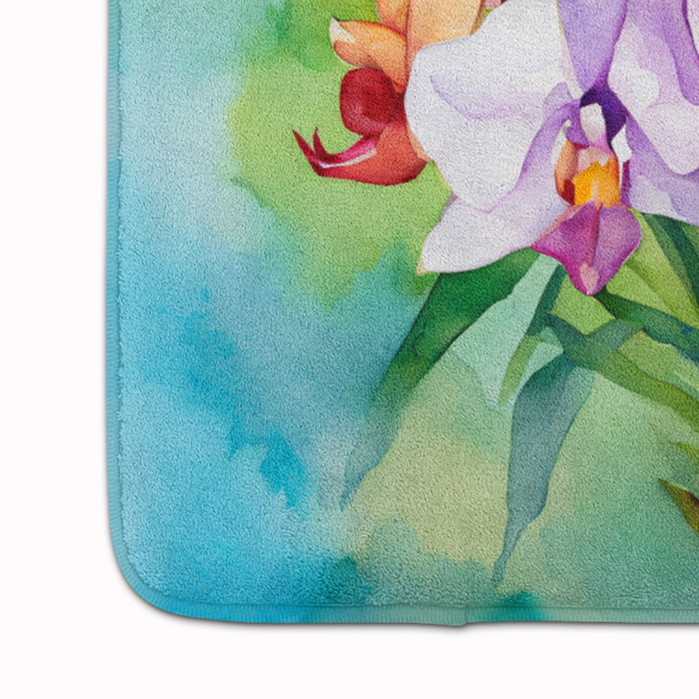 Orchids in Watercolor Memory Foam Kitchen Mat