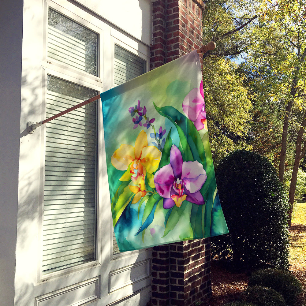 Orchids in Watercolor House Flag