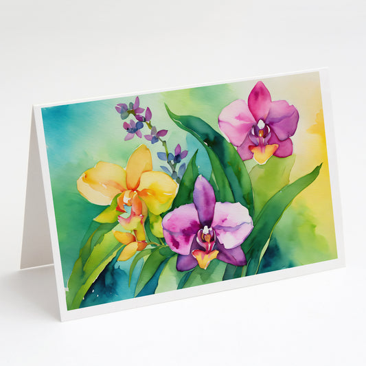 Buy this Orchids in Watercolor Greeting Cards Pack of 8