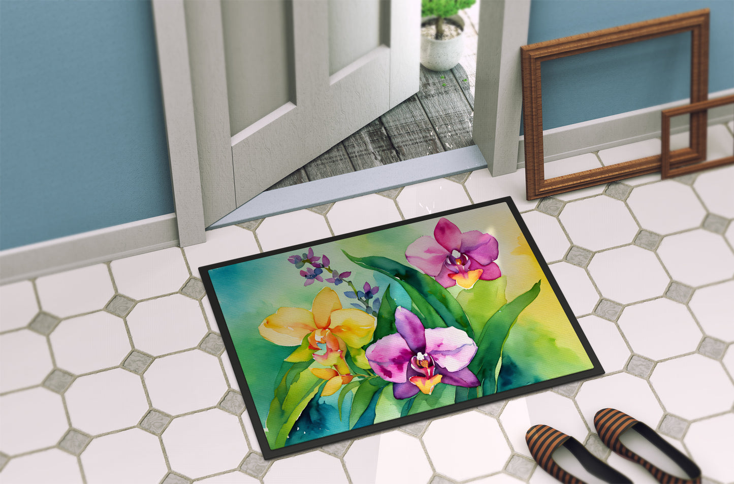 Orchids in Watercolor Doormat