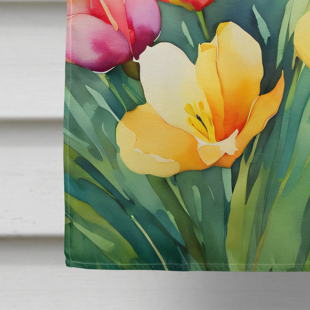 Freesias in Watercolor House Flag
