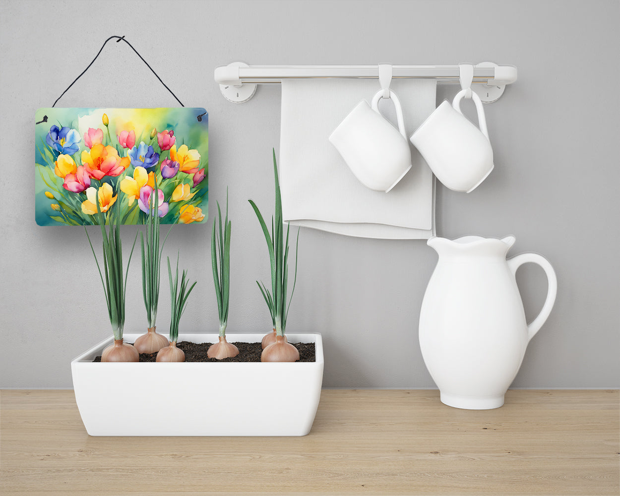 Freesias in Watercolor Wall or Door Hanging Prints