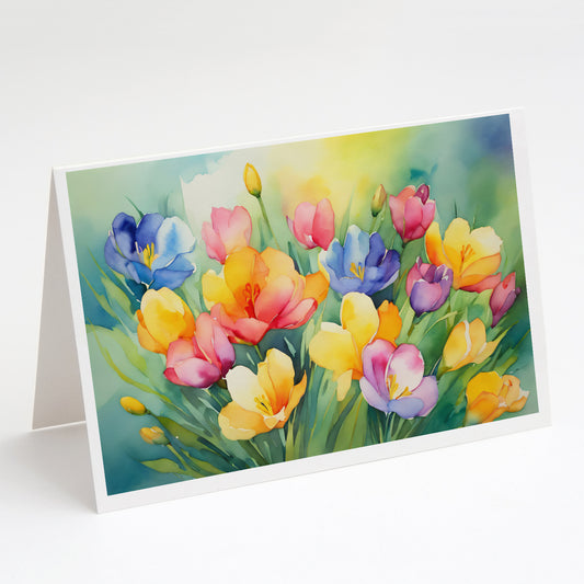 Buy this Freesias in Watercolor Greeting Cards Pack of 8