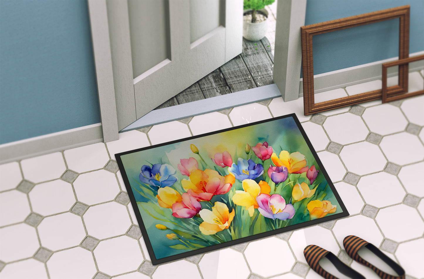 Freesias in Watercolor Doormat