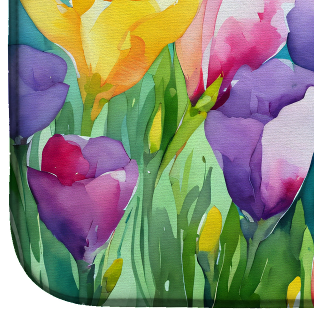 Freesias in Watercolor Dish Drying Mat