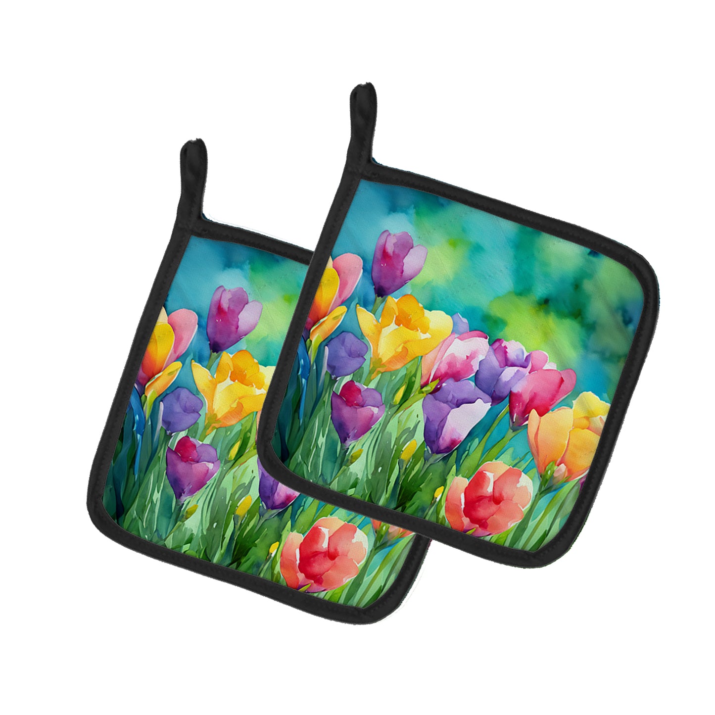 Buy this Freesias in Watercolor Pair of Pot Holders