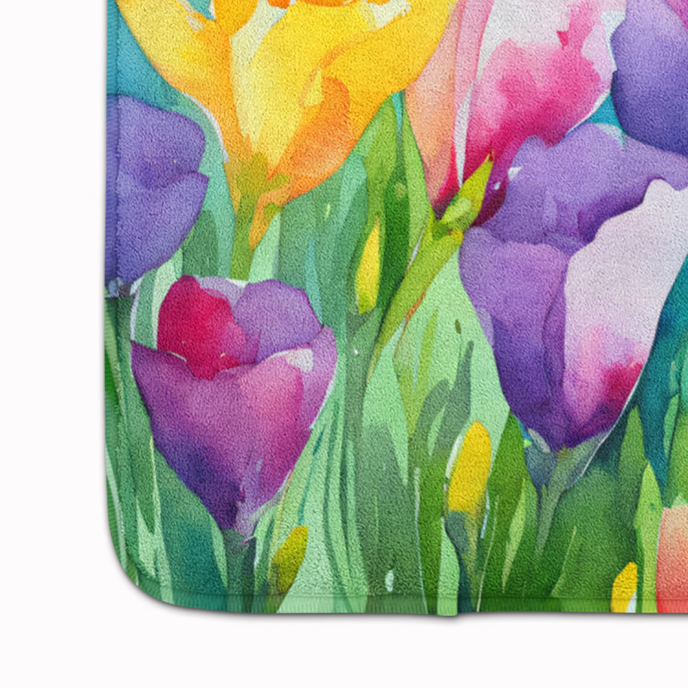 Freesias in Watercolor Memory Foam Kitchen Mat