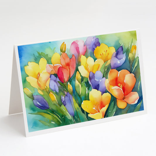 Buy this Freesias in Watercolor Greeting Cards Pack of 8