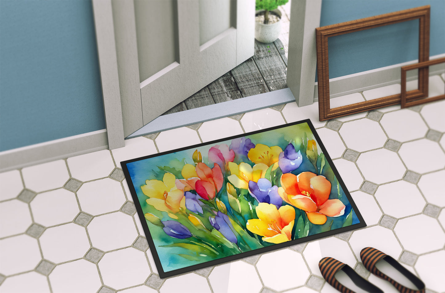 Freesias in Watercolor Doormat