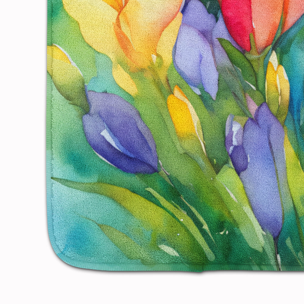 Freesias in Watercolor Memory Foam Kitchen Mat