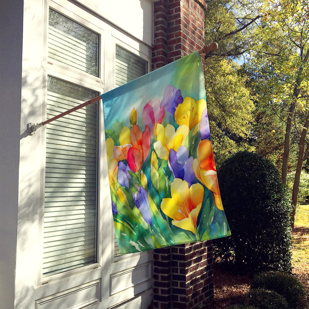 Freesias in Watercolor House Flag