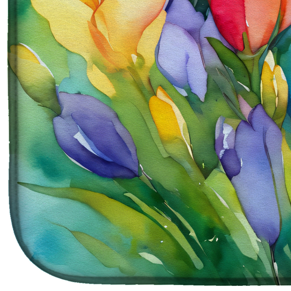 Freesias in Watercolor Dish Drying Mat