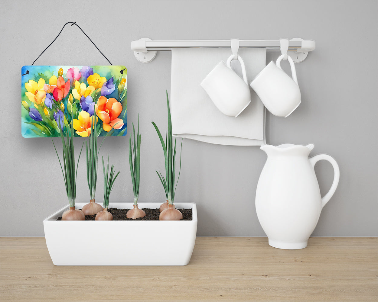Freesias in Watercolor Wall or Door Hanging Prints