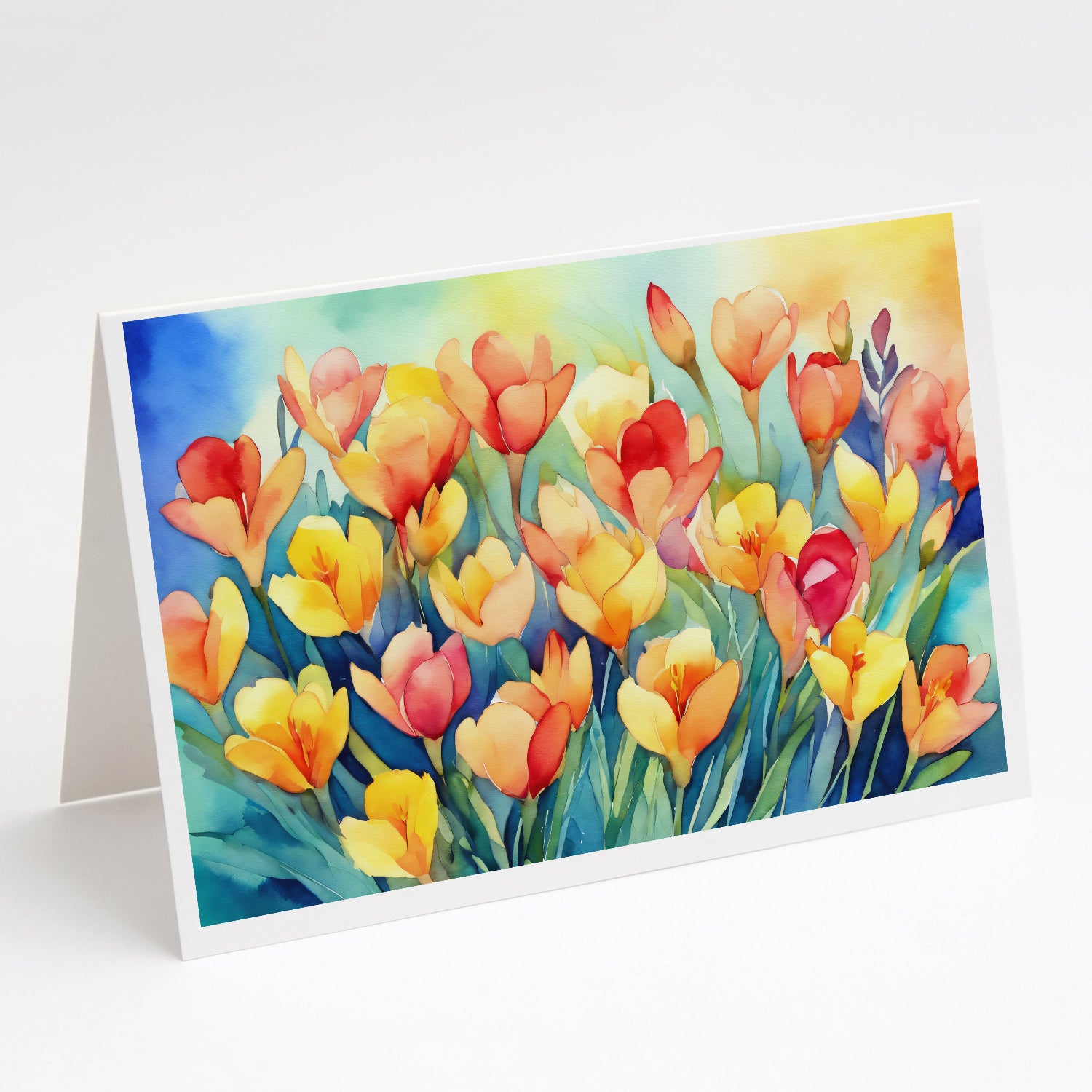 Buy this Freesias in Watercolor Greeting Cards Pack of 8