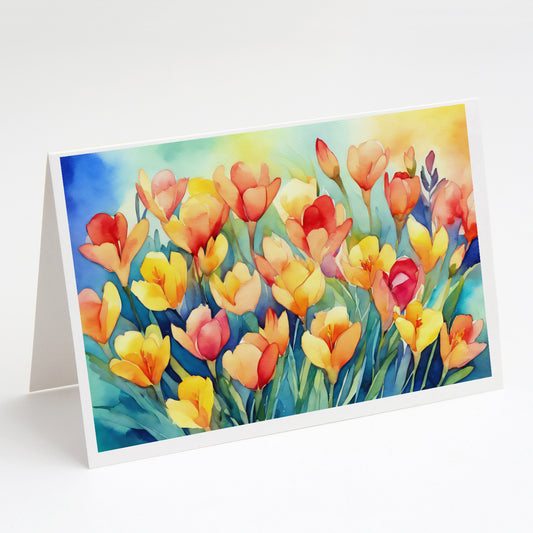 Buy this Freesias in Watercolor Greeting Cards Pack of 8