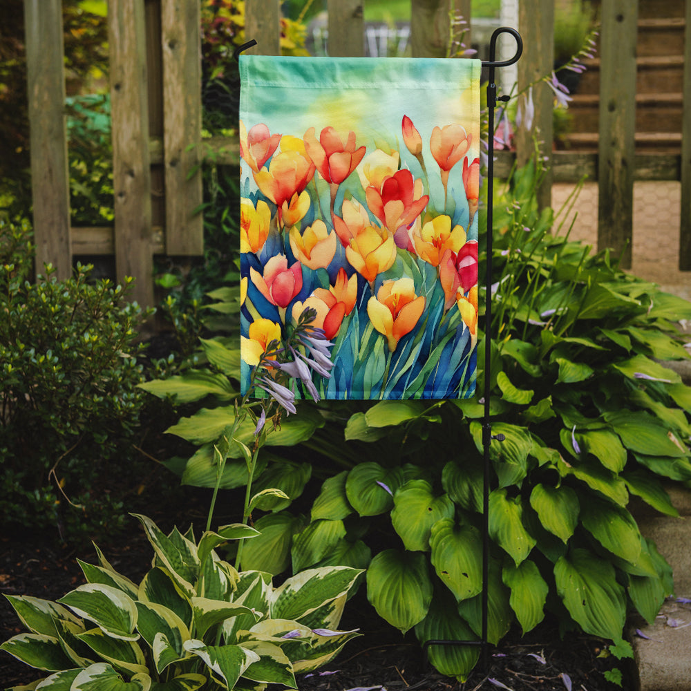 Freesias in Watercolor Garden Flag