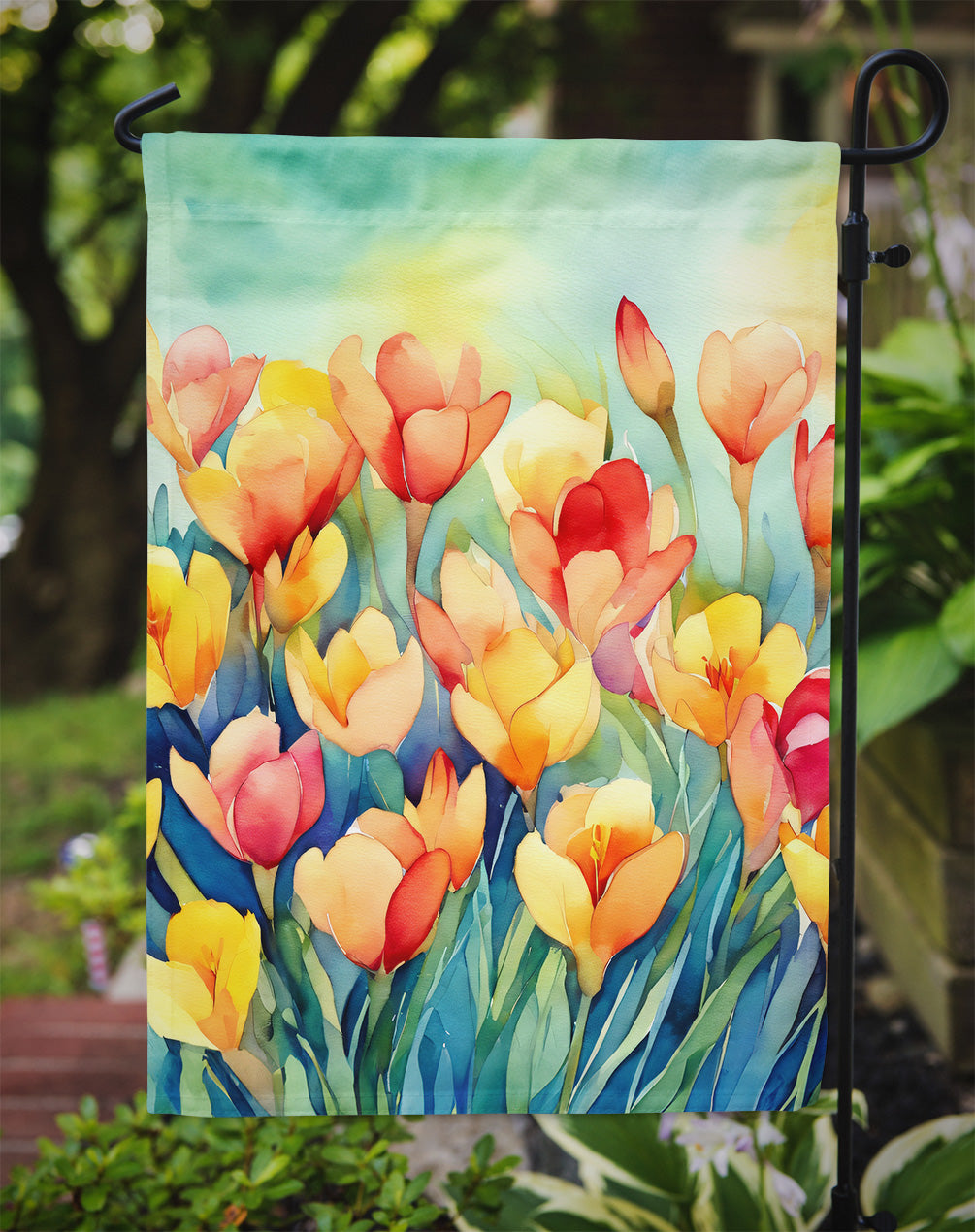Freesias in Watercolor Garden Flag