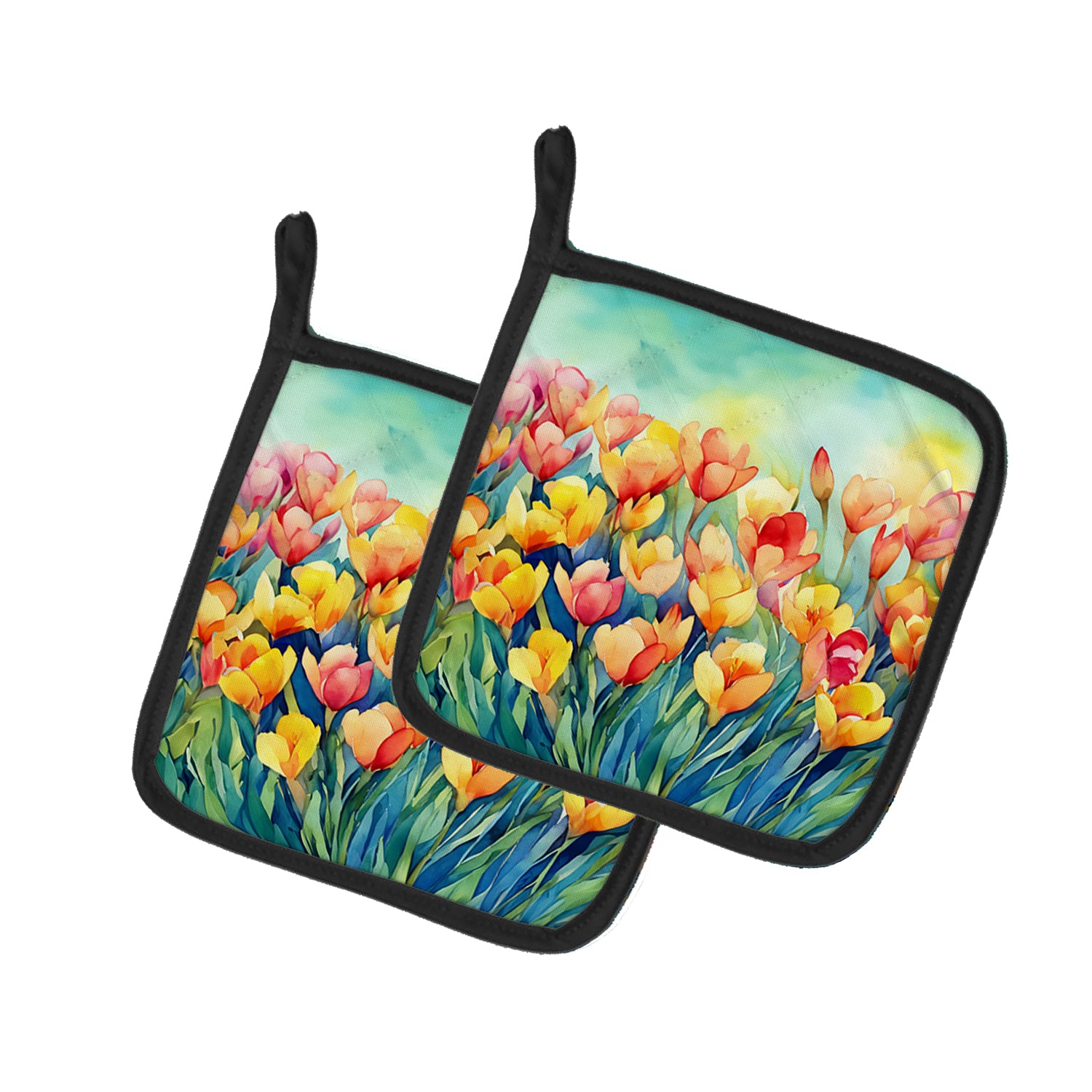 Buy this Freesias in Watercolor Pair of Pot Holders