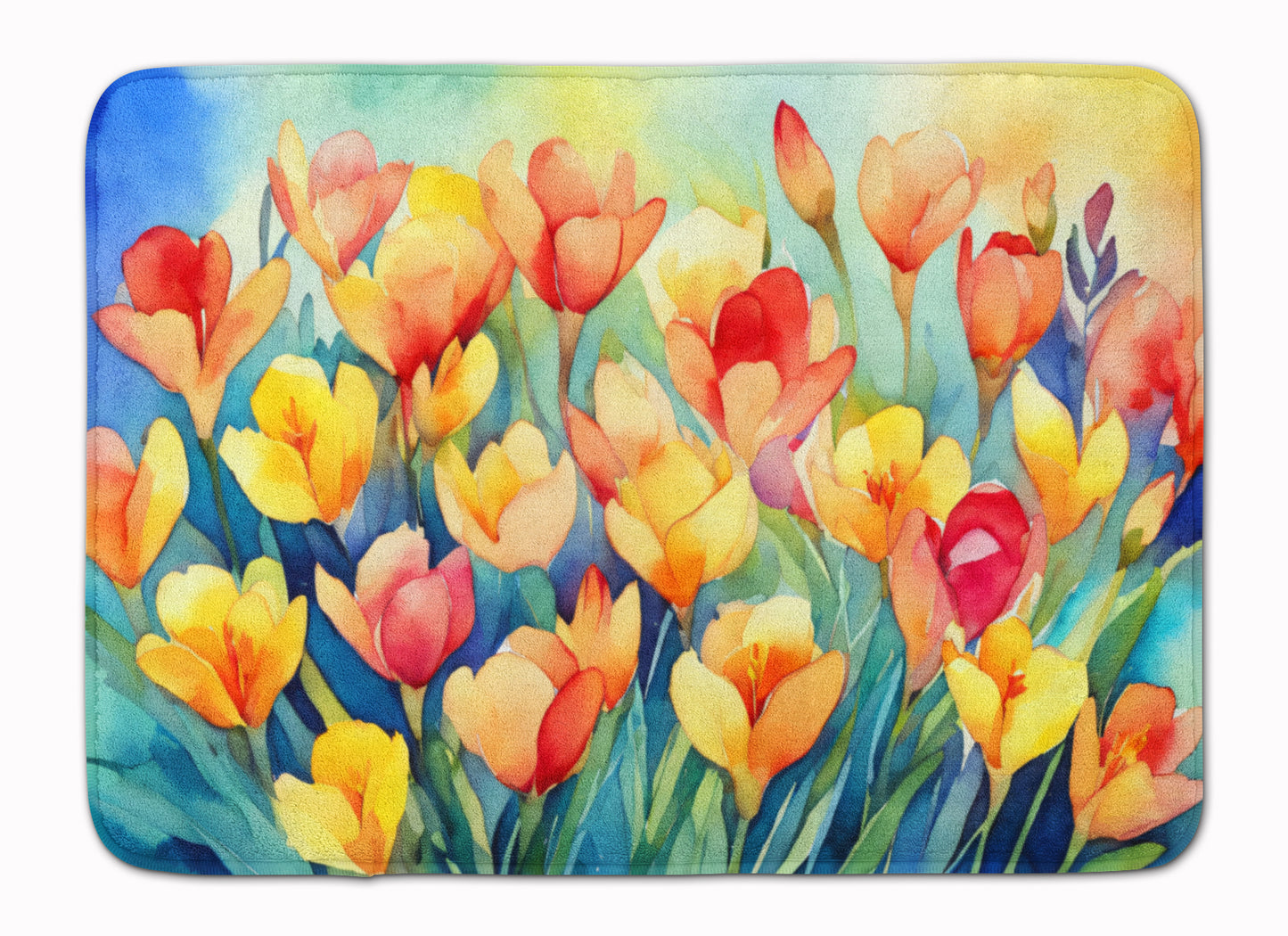 Buy this Freesias in Watercolor Memory Foam Kitchen Mat