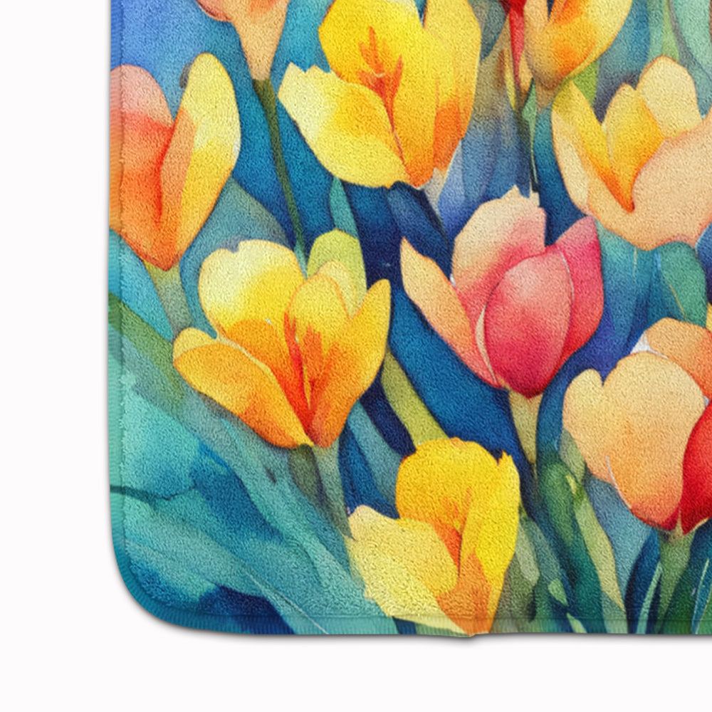 Freesias in Watercolor Memory Foam Kitchen Mat