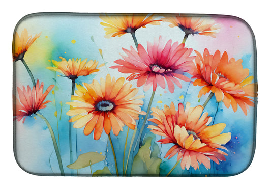 Buy this Gerbera Daisies in Watercolor Dish Drying Mat