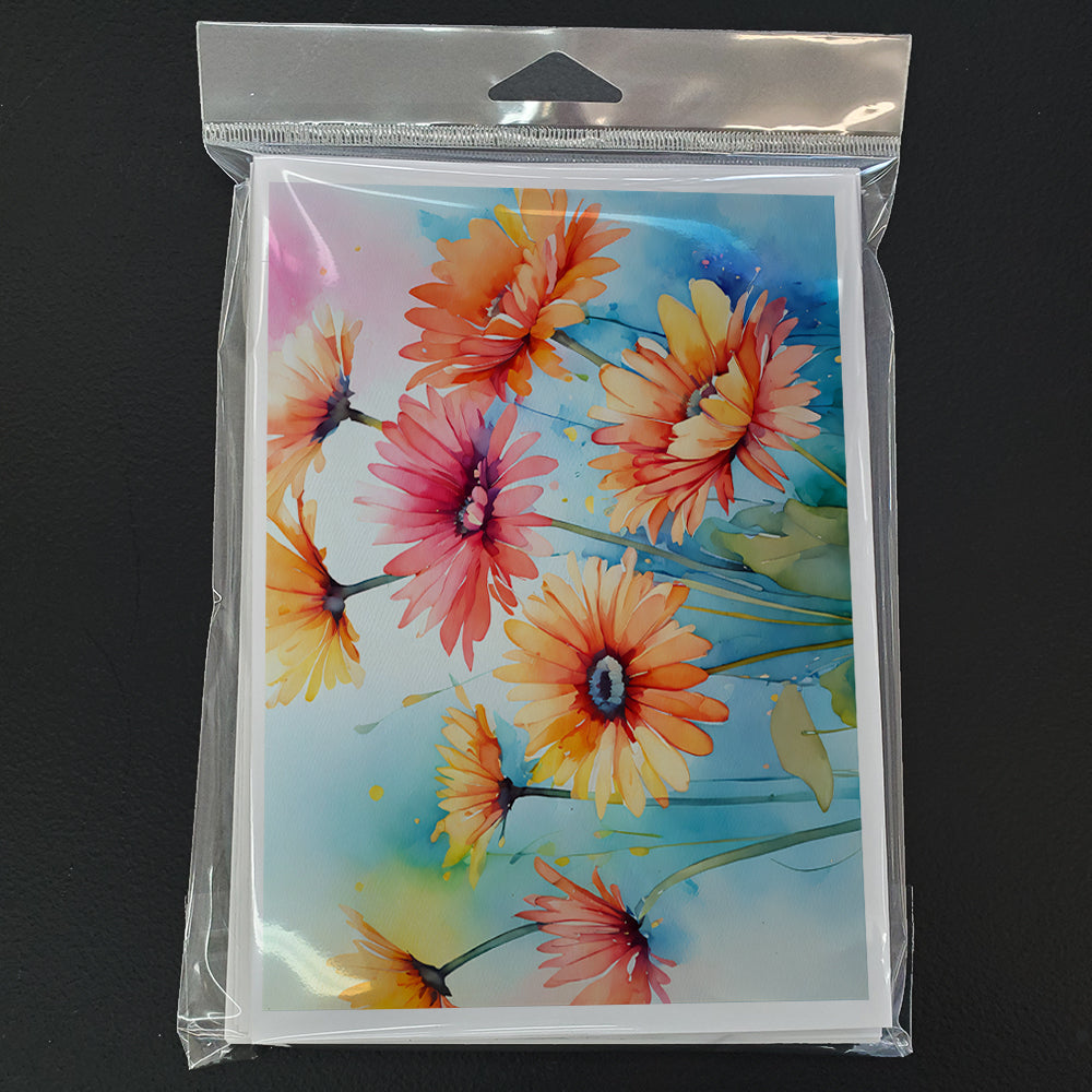 Gerbera Daisies in Watercolor Greeting Cards Pack of 8