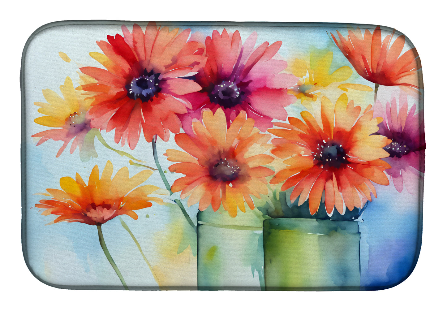 Buy this Gerbera Daisies in Watercolor Dish Drying Mat