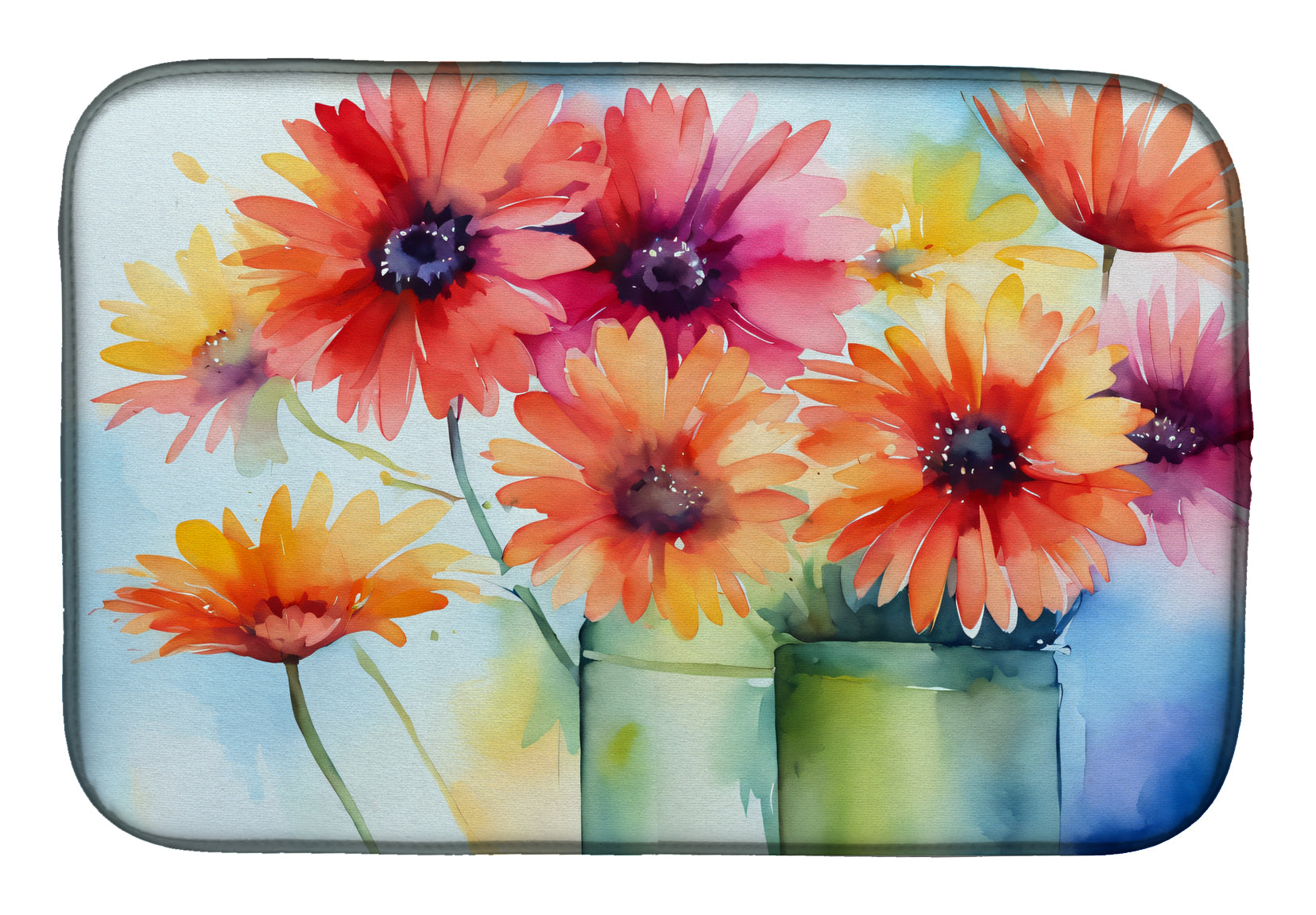 Buy this Gerbera Daisies in Watercolor Dish Drying Mat