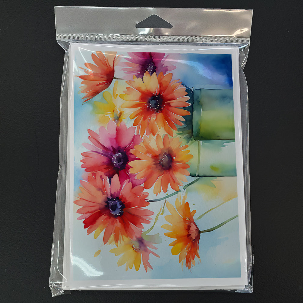 Gerbera Daisies in Watercolor Greeting Cards Pack of 8
