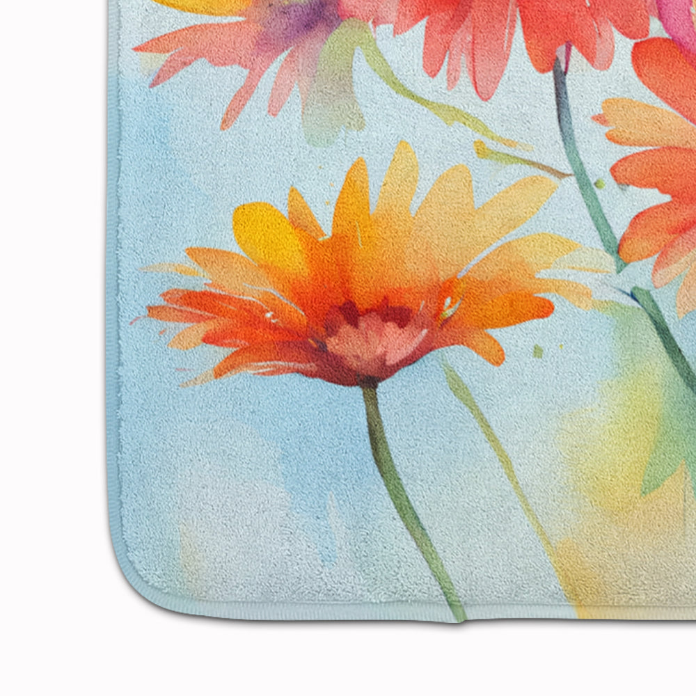 Gerbera Daisies in Watercolor Memory Foam Kitchen Mat